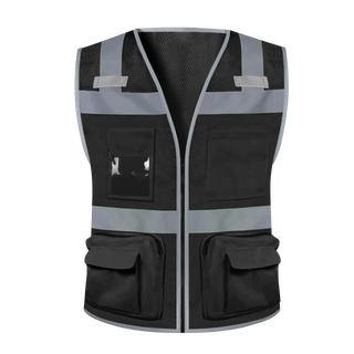 Custom Safety Vest with 11 Pockets Class 2 High Visibility Reflective Construction Workwear