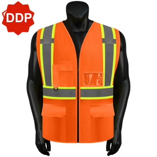 Custom Safety Vest Heavy-Duty Knit Fabric with Reflective Strips CustomTok